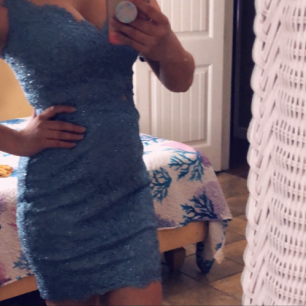 Sherri Hill blue lace 2 piece - Picture 2 of 5